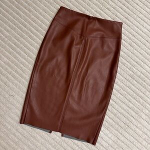 Brown Faux Leather Skirt